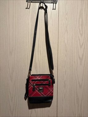 Stone & Co. Red Plaid Crossbody Bag with Black Trim NWOT
